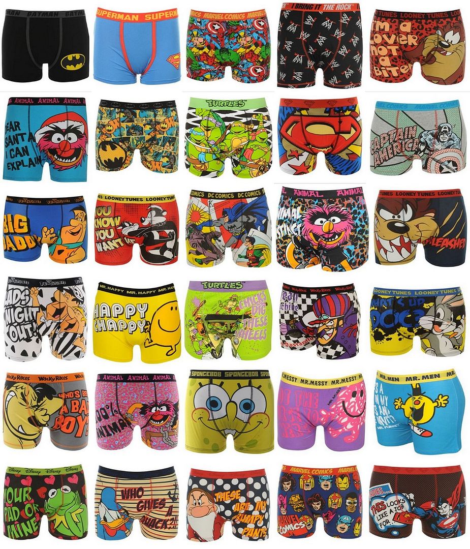 Mens Cartoon Novelty Funny Character Boxer Shorts Underpants Underwear