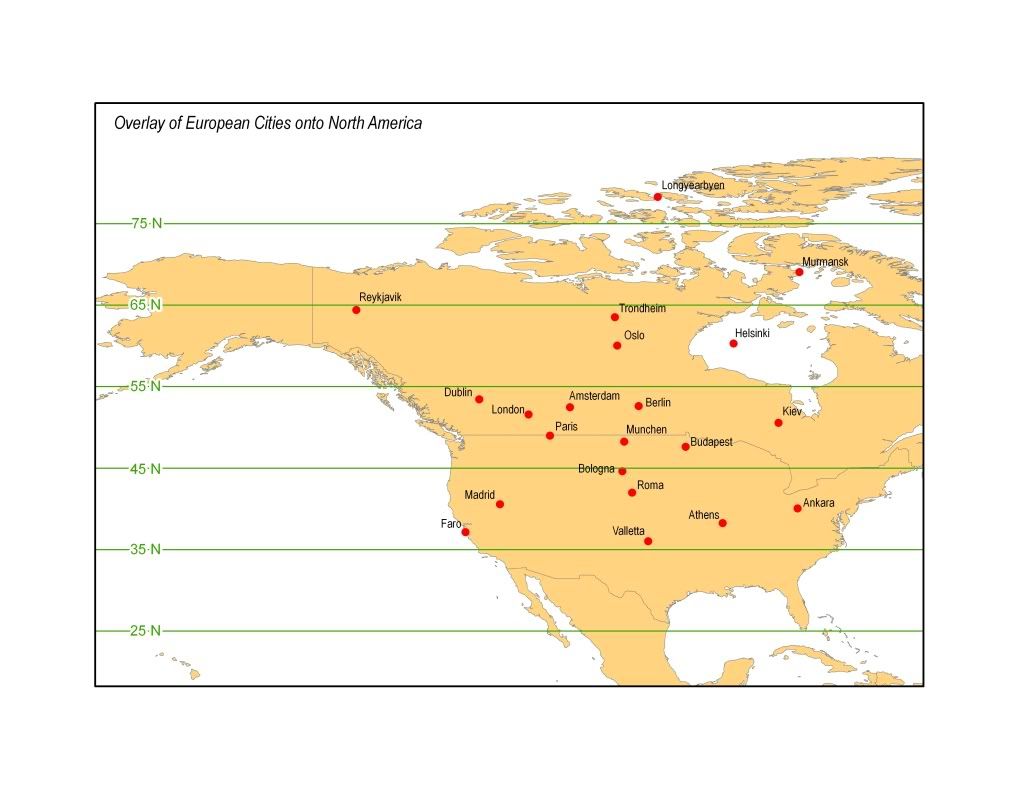 North America – Western Europe equivalent latitude maps – A Whole Lotta