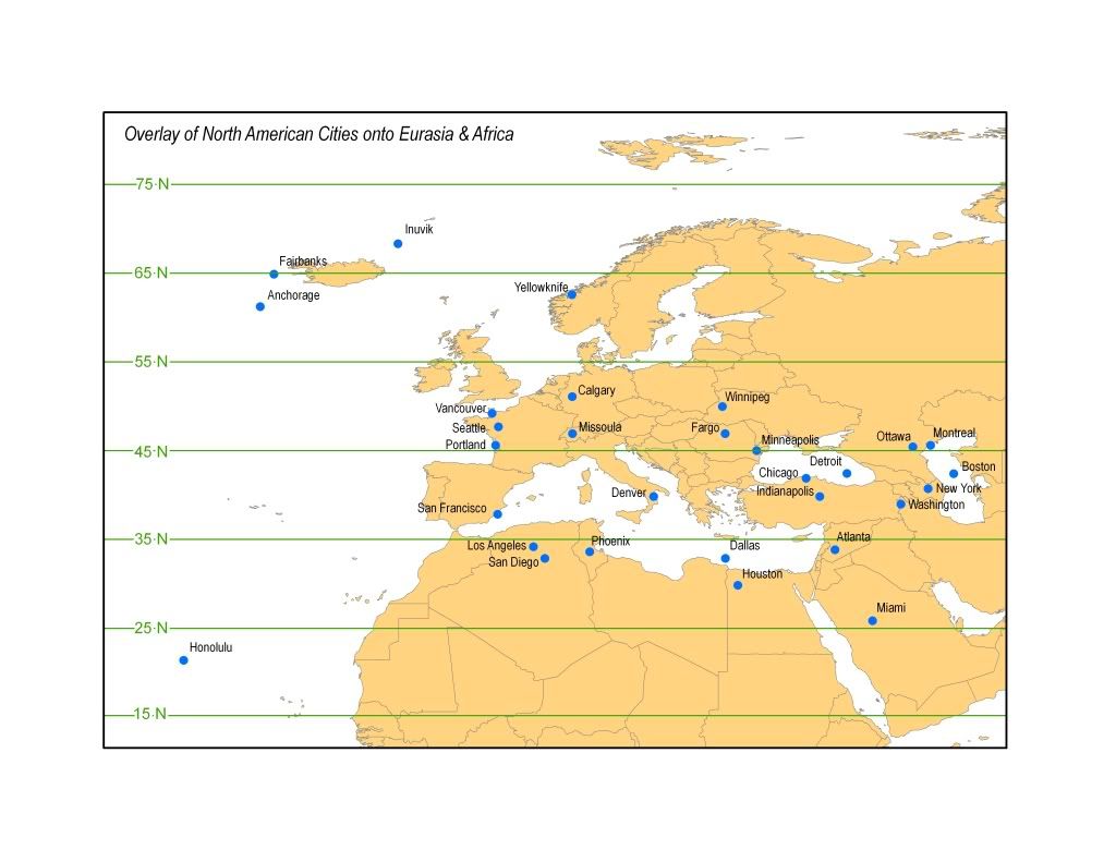 North America – Western Europe equivalent latitude maps – A Whole Lotta