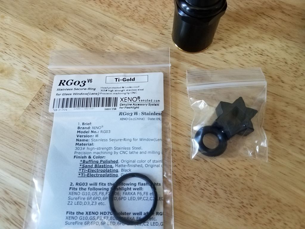 Flat Ti Black Stainless Bezel Ring for SureFire Z44 6P, C2 etc. Smooth