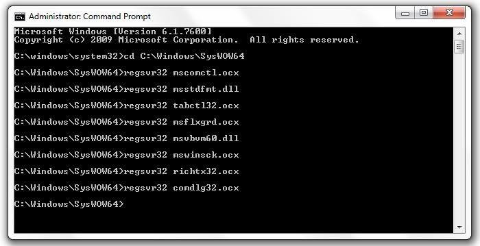 dll regsvr32 mswinsck ocx regsvr32 richtx32 ocx regsvr32 tabctl32 ocx
