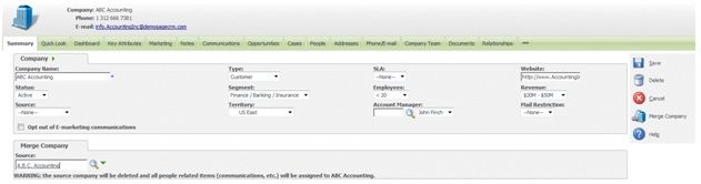 Merging Companies Sage CRM