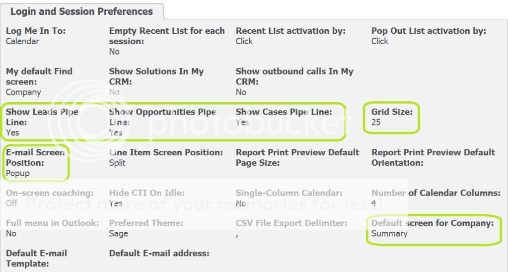 Preferences Change Before Using Sage CRM