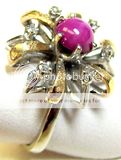 Striking vintage ladys Linde Lindy synthetic star ruby and diamond 