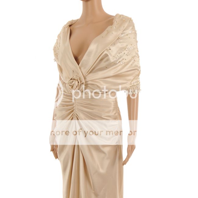 CHRISTIAN DIOR Pale Gold With Ivory Glass Bead Wedding / Evening Dress